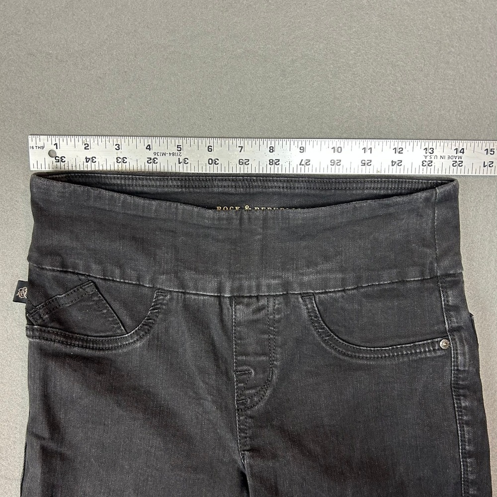 Rock & Republic Jeans Fever Crop Pull On Slimming Women 6 Black - Picture 3 of 10